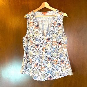 ModCloth Pet Dog Cat Pattern Sleeveless Top Size XL NWOT